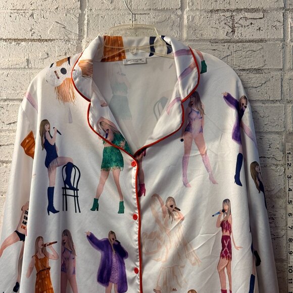 Sheshow Other - ✨ SHESHOW Taylor Swift Print Satin Pajama Top | XXL ✨